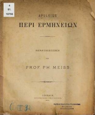 Apuleius' peri hermeneiōn