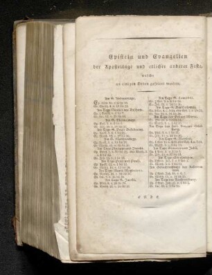 Episteln und Evangelien der Aposteltage und etlicher anderer Feste, welche an einigen Orten gefeiert werden.
