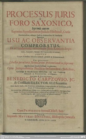 Processus juris in foro Saxonico, ...