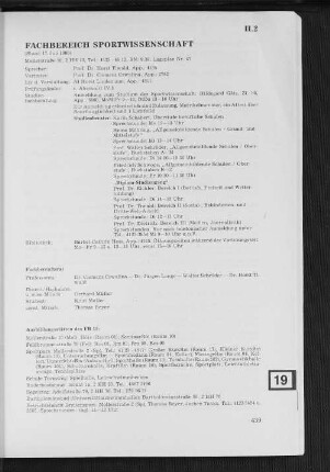 Fachbereich Sportwissenschaft