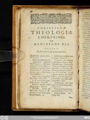 Christianae Theologiae Liber Primus. De Agnitione Dei.