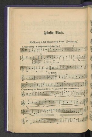 Fünfte Stufe. Einführung in das Singen nach Noten. (Fortsetzung.)
