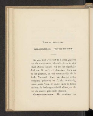 Tweede Afdeeling. Grondgesteldheid. - Cultuur der Tabak.
