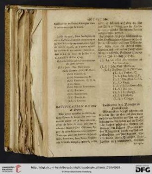 Ratification du Roi de France