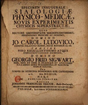 Specimen inaugurale sialologiae physico-medicae, novis quaest. experimentis chym. superstructae