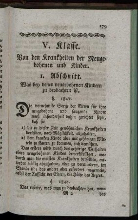 V. Klasse. Von den Krankheiten der Neugebohrnen und Kinder.