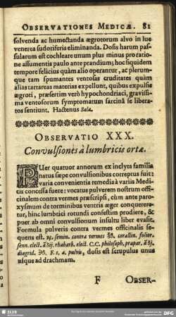 Observatio XXX. Convulsiones a lumbricis ortae