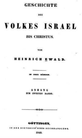 Die Alterthümer des Volkes Israel / von Heinrich Ewald