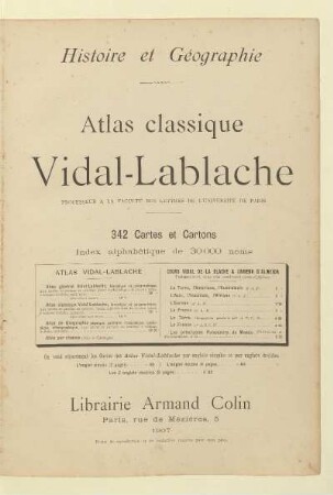 Atlas classique Vidal-Lablache : histoire et géographie ; 342 cartes et cartons