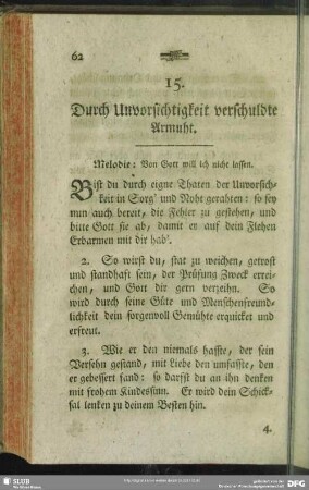 15. Durch Unvorsichtigkeit verschuldte Armuht