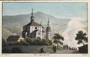 'Vor Smolensk' Blick auf eine Steinkirche; Aquarell; Rückseitenvermerk: 'nach Faber'