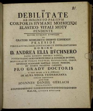De Debilitate Ab Imminvto Partivm Corporis Hvmani Motricivm Elastico Vitali Motv Pendente