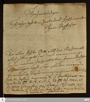 Brief von Eleonora Albertina von Legaten an August Hermann Francke.