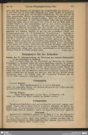 Eingegangen bei der Redaction