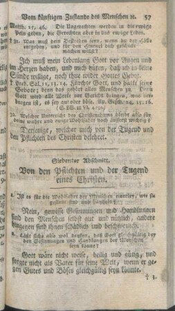 Siebenter Abschnitt. Von den Pflichten und der Tugend eines Christen.