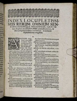 Index Locupletissimus Rerum Omnium Sententiarumque Insignium [...]