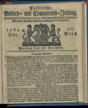 51tes Stueck, Montag den 18ten December 1769