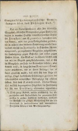 Geognostisch - topographische Bemerkungen über das Pöstenyer Bad.