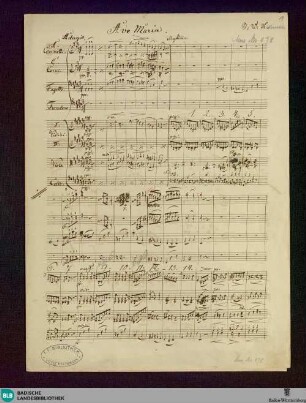 Ave Maria - Don Mus.Ms. 878 : T, Coro, orch; E; StrK WoO 6.27a