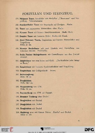 Porzellan und Steinzeug (Nr. 179-206)