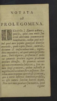 Notata ad Prolegomena.