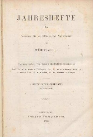 Neunzehnter Jahrgang