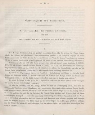 II. Correspondenz und Aktenstücke