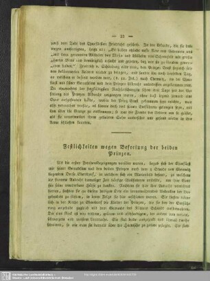 Festlichkeiten wegen Befreiung der beiden Prinzen