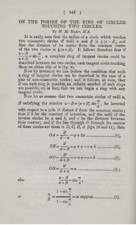 On the porism of the ring of circles touching two circles.