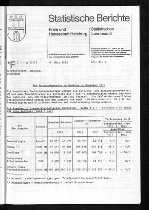 Das Bauhauptgewerbe in Hamburg im Dezember 1973 : Lfd. Nr. 5
