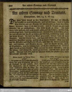 Am andern Sonntage nach Trinitatis. Evangelium, Luc. 14. v. 16-24