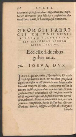Georgii Fabricii Chemnicensis Virorum Illustrium Seu Historiae Sacrae Liber Tertius. Ecclesiae a ducibus gubernatae.