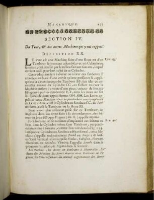 Section IV. Du Tour, des autres Machines qui yont rapport.