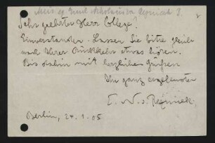 Postkarte an Max Marschalk : 24.01.1905