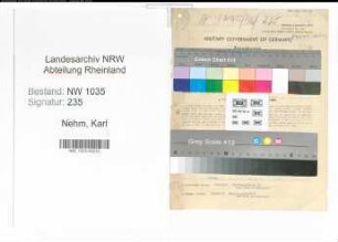 Entnazifizierung Karl Nehm , geb. 30.01.1899 (Schlosser)