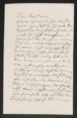 Brief von Moritz Heimann an Gerhart Hauptmann