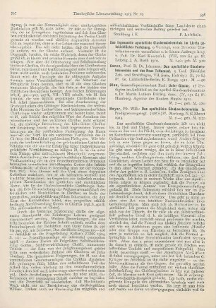 598-600 [Rezension] Meyer, Wilhelm, Das apostolische Glaubensbekenntnis. In Predigten ausgelegt