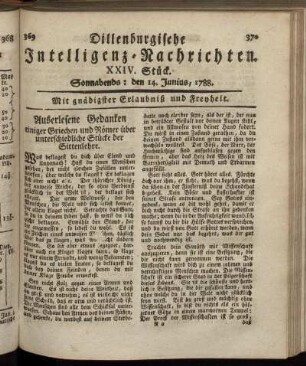 XXIV. Stück. Sonnabends : den 14. Junius, 1788.