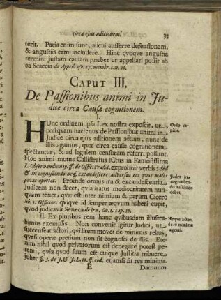 Caput III. De Passionibus animi in Judice circa Causæ cognitionem.