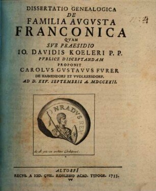 Diss. geneal. de familia augusta Franconica