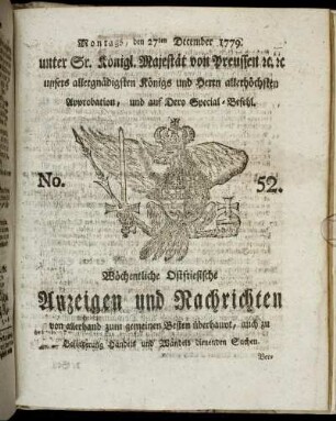 No. 52. Montags, den 27ten December 1779.