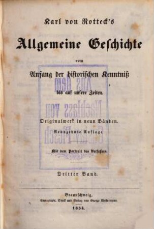 Allgemeine Geschichte : vom Anfang der historischen Kenntniß bis auf unsere Zeiten ; Originalwerk in neun Bänden. 3.