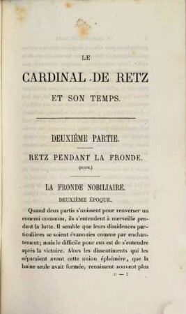 Le Cardinal de Retz et son temps : Étude historique et littéraire, 2