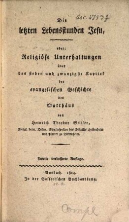 Die letzten Lebensstunden Jesu