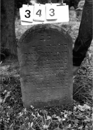 Grabstein 343 (Index: 100095629) Maße HxBxT: 69x49x7 cm Besonderheit: Kindergrab: Grabstein 343