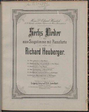 Sechs Lieder für eine Singstimme mit Pianoforte