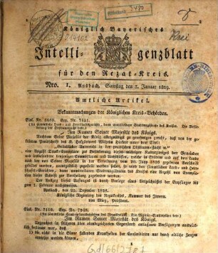 Königlich Bayerisches Intelligenzblatt für den Rezat-Kreis. 1829