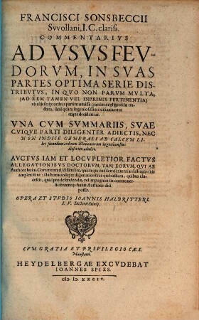 Commentarii duo ad ius feudale, [2]