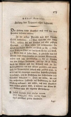 Achtes Kapitel. Heilung des Trippers näher bestimmt.