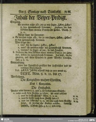 Inhalt der Vesper-Predigt [Am 8. Sontage nach Trinitatis]